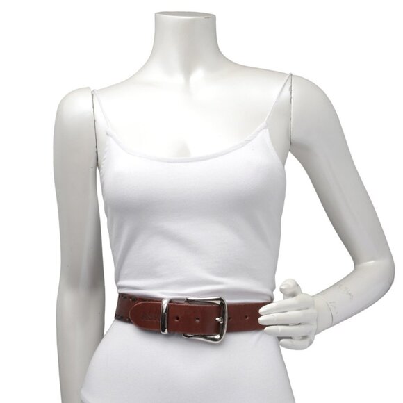 Vintage ASK Leather Belt Single Prong Contrast Trimmed Brown Black Silver Buckle - Picture 12 of 12